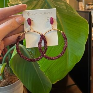 Kendra Scott burgundy beaded hoop earrings
